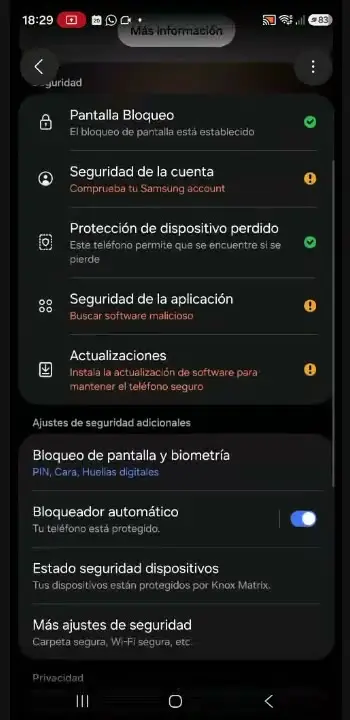 Ajustes de seguridad con Bloqueador automático