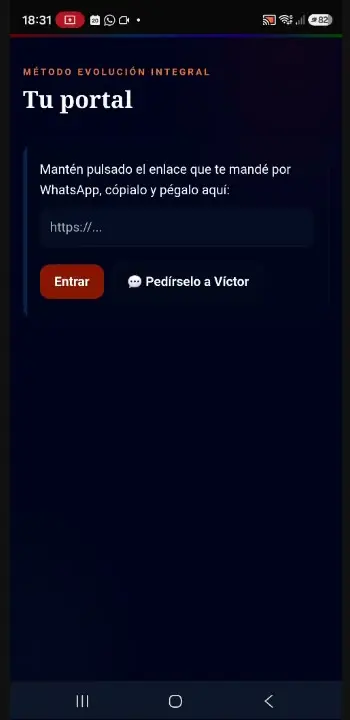 La app recién instalada pide pegar el enlace