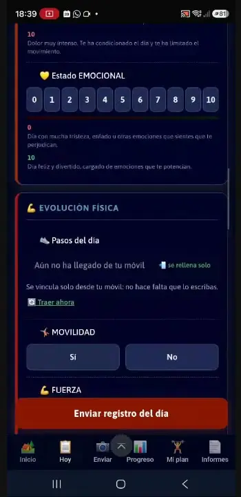 Formulario: pasos bloqueados, aún no ha llegado