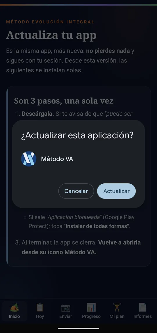 Instalador: ¿Actualizar esta aplicación?